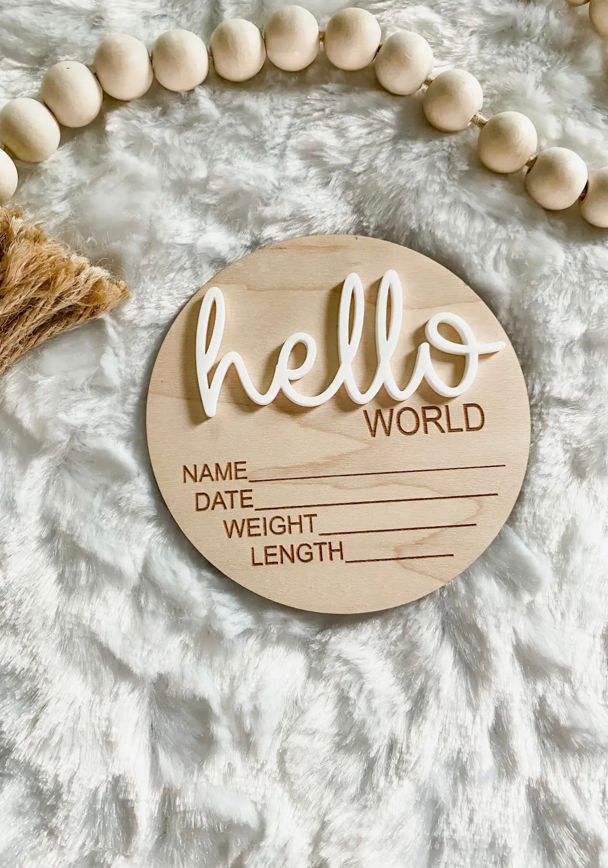 Hello World Birth Stat Announcement
Wood Disc - Layered 3D