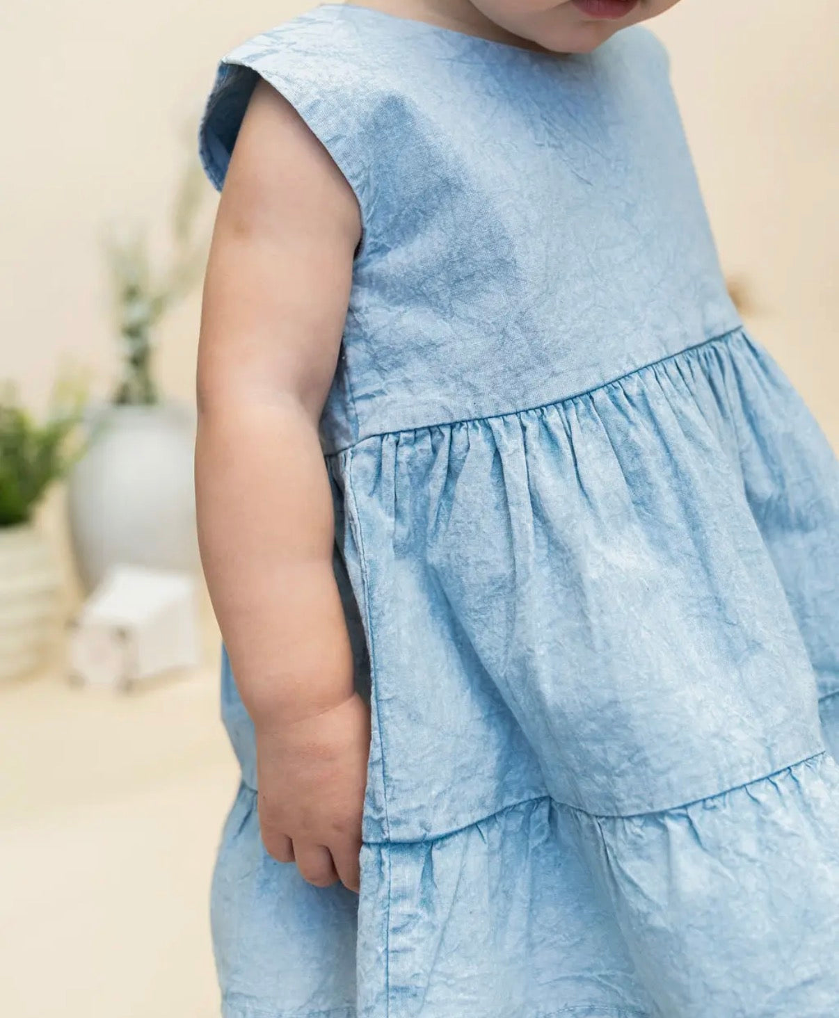 River Soft Hand-Dyed Denim Baby Dress
+ Bloomer (Organic)