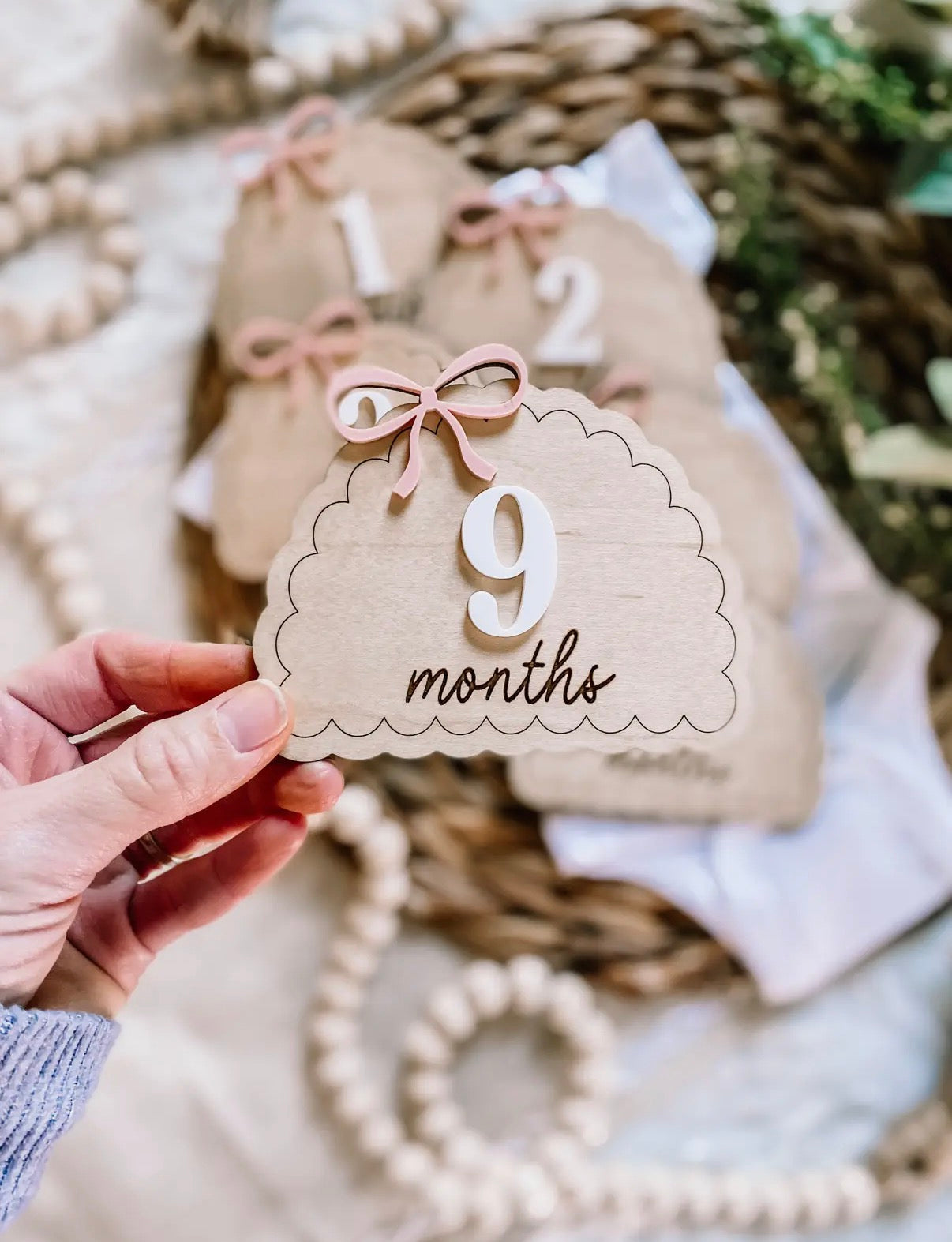 Wooden Monthly Milestone Set -
Dainty Bows