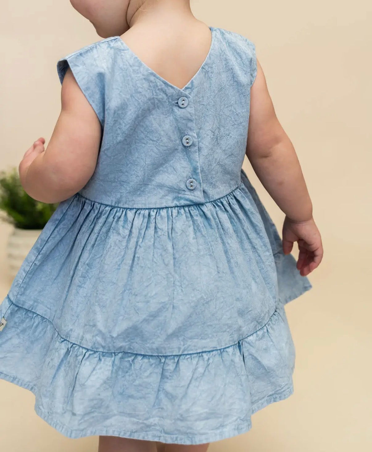 River Soft Hand-Dyed Denim Baby Dress
+ Bloomer (Organic)
