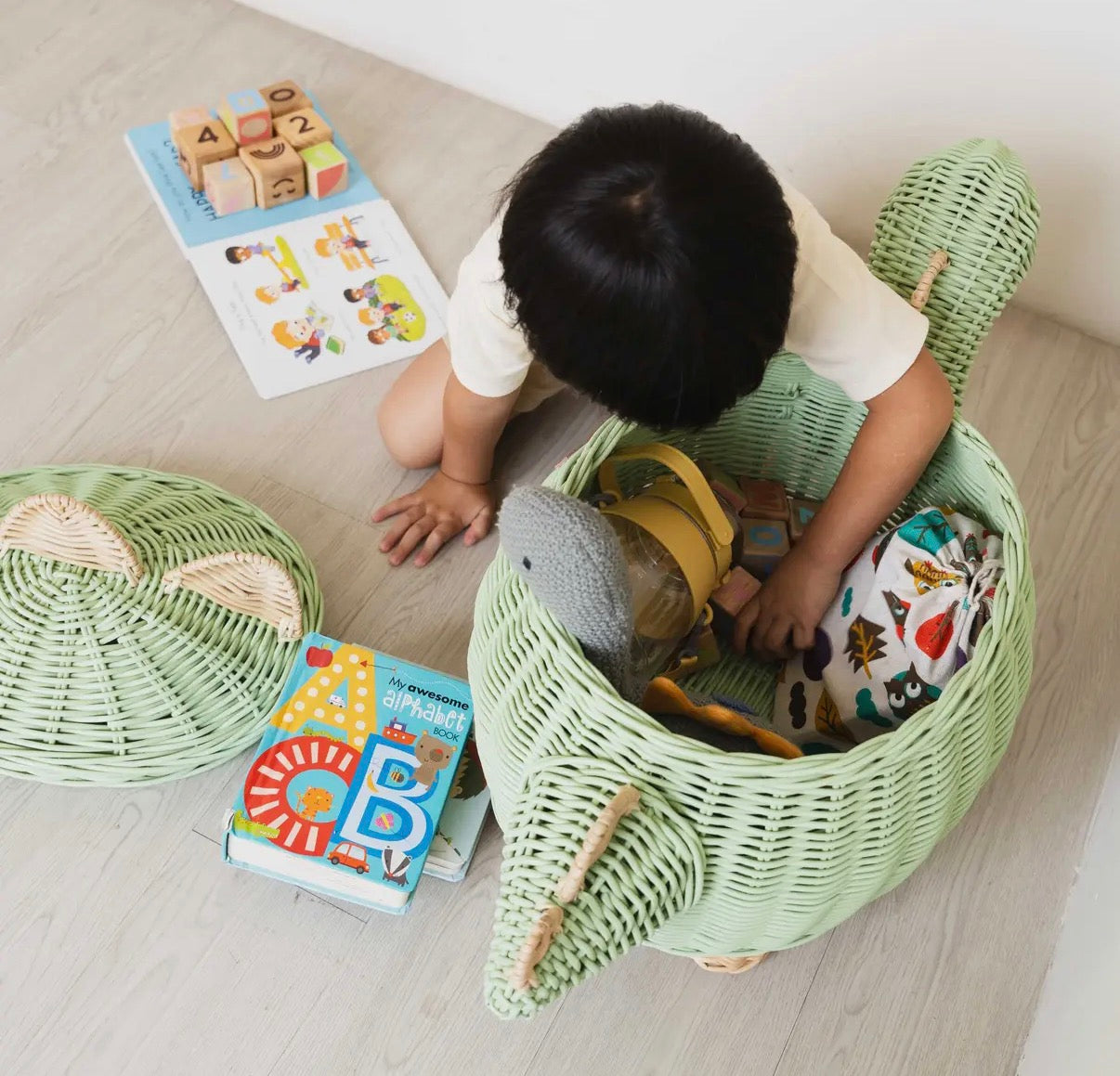 Handcrafted- Dinosaur Storage Basket
(Medium) -Rattan Wicker