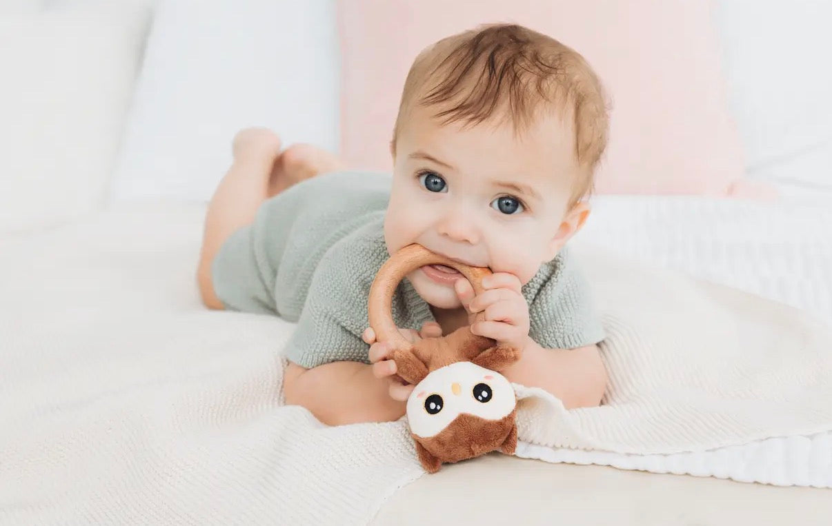 Owl Wooden & Plush Baby Teether