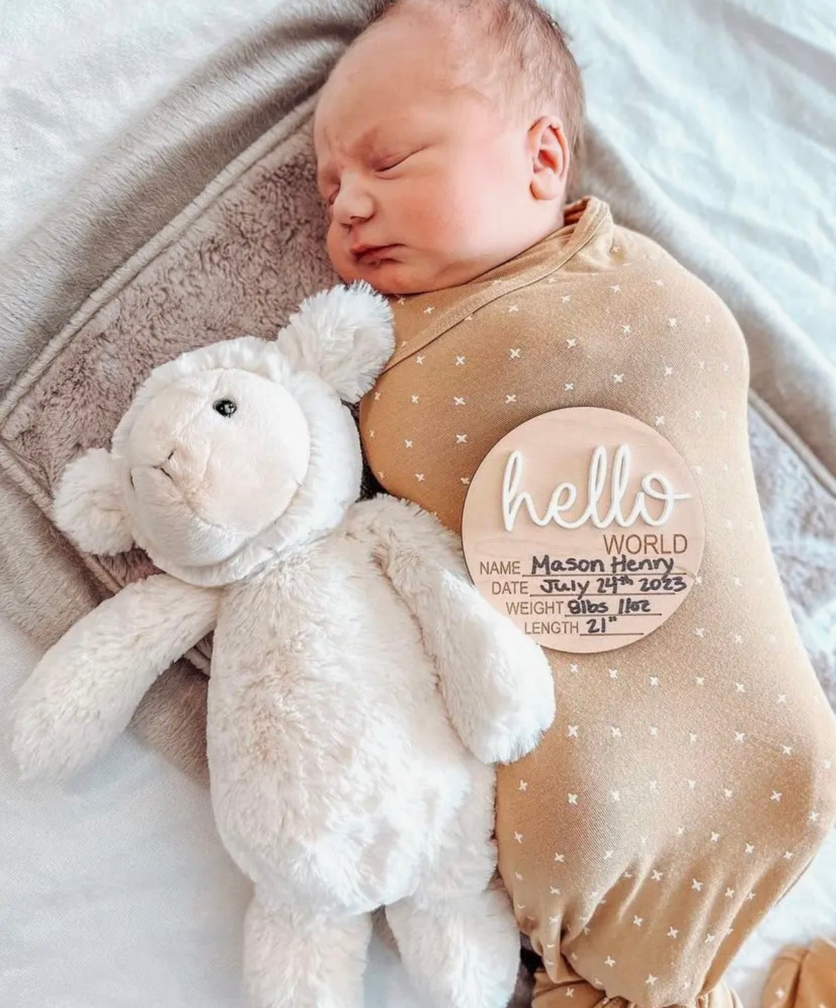 Hello World Birth Stat Announcement
Wood Disc - Layered 3D