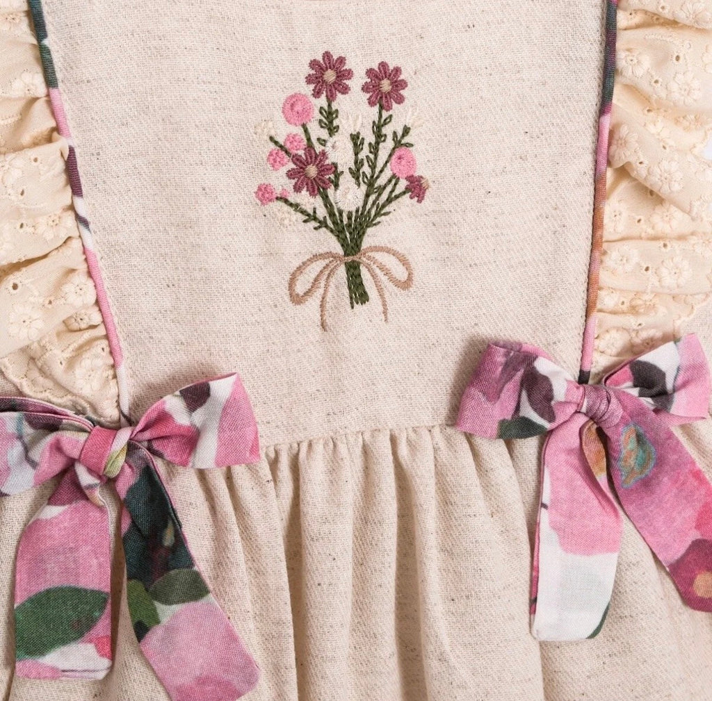 Floral Embroidered Linen Dress