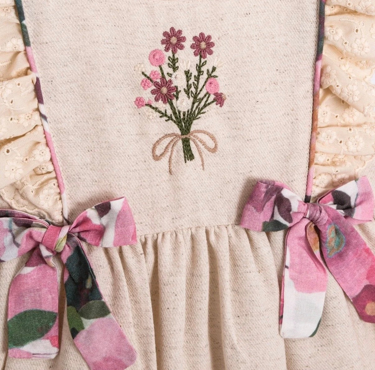 Floral Embroidered Linen Dress