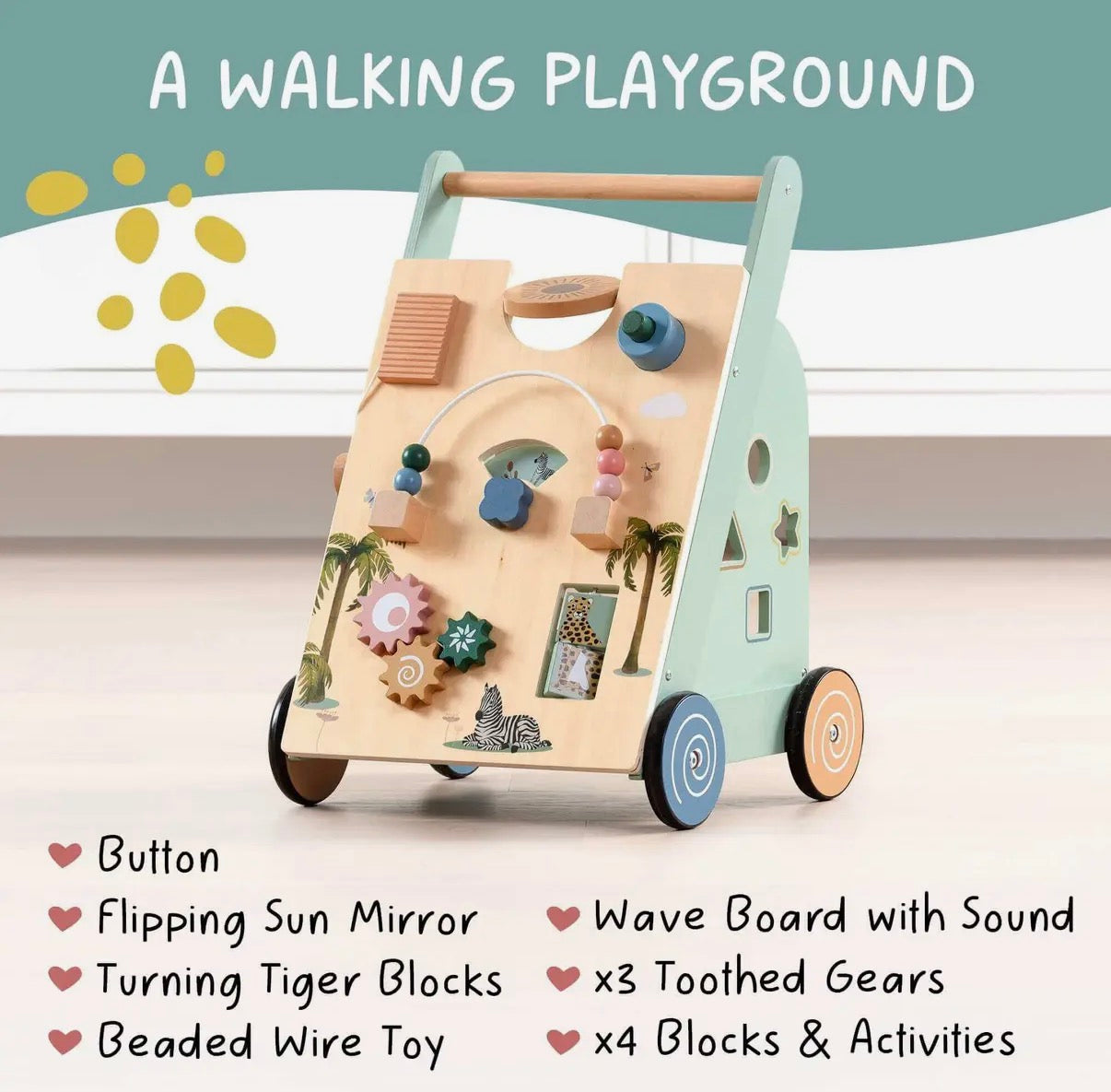Wooden Baby Walker- Multi Activity