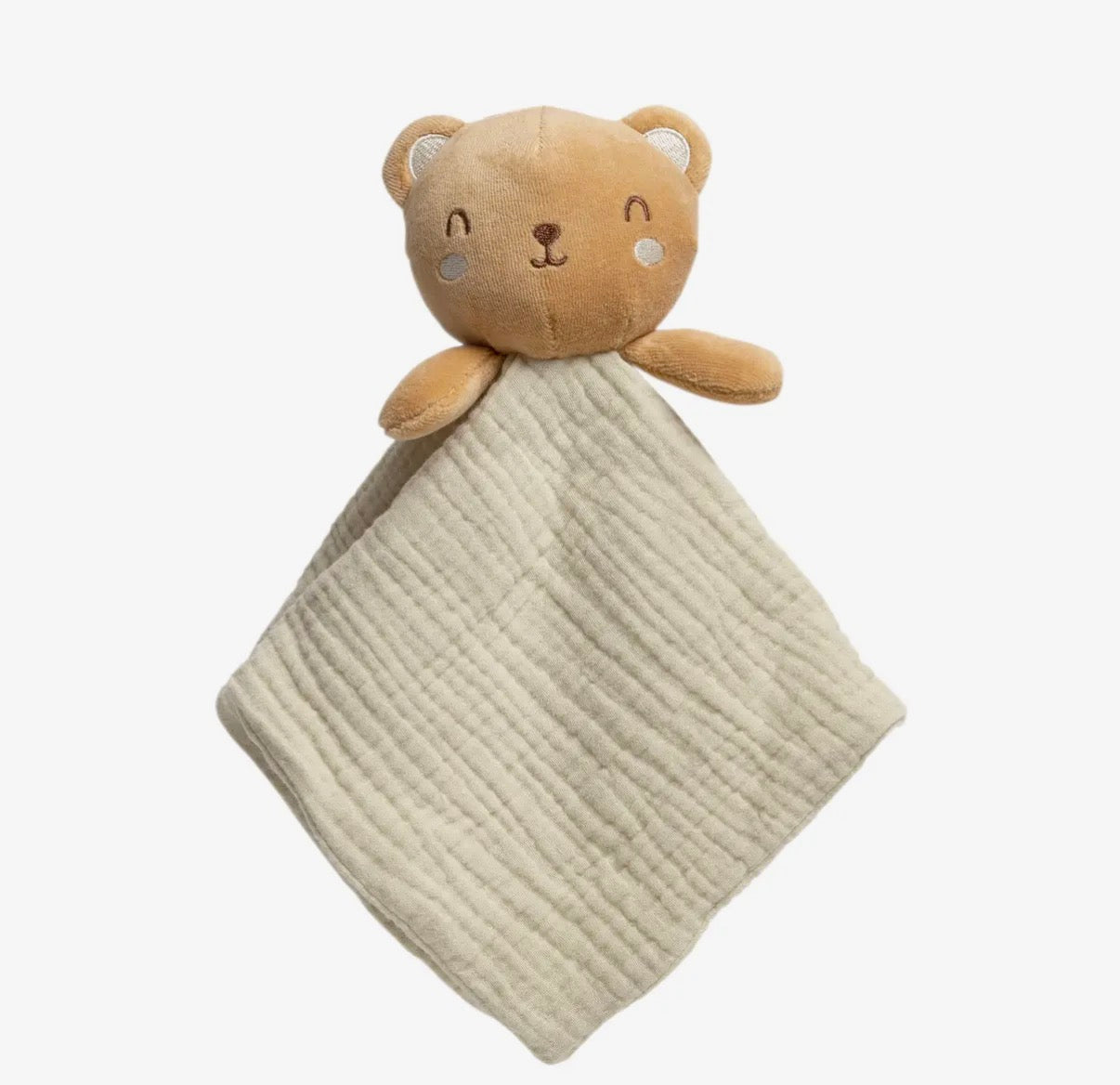 Bear Baby Lovey Snuggle Blanket, Organic Cotton Muslin