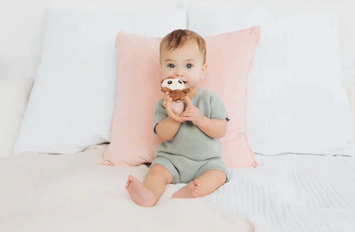 Owl Wooden & Plush Baby Teether