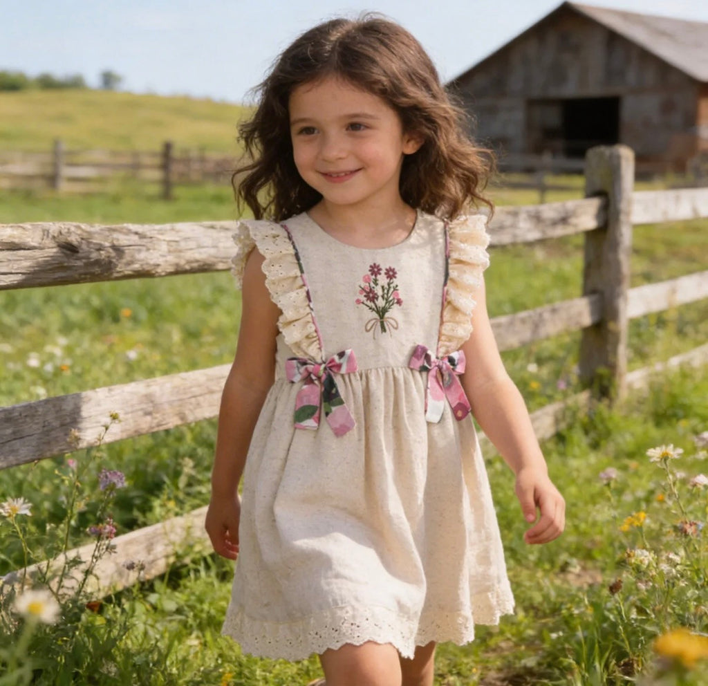 Floral Embroidered Linen Dress